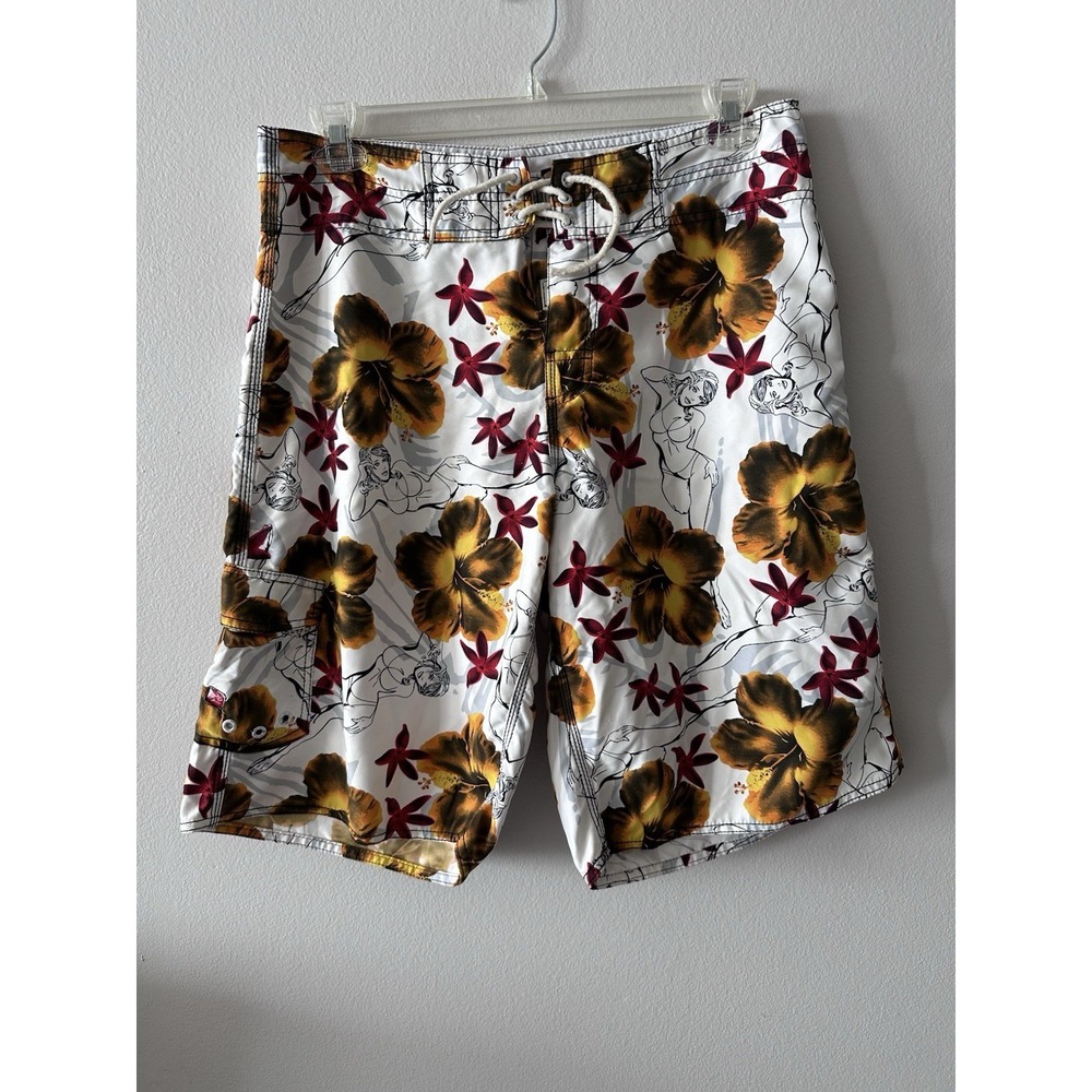 Hot Tuna Men's Shorts Size 33x12 Floral Girls All Print Side Pocket Beach Surfer